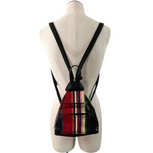 Villager by Liz Claiborne Womens Vintage 90s Striped Triangle Backpack Sling Bag